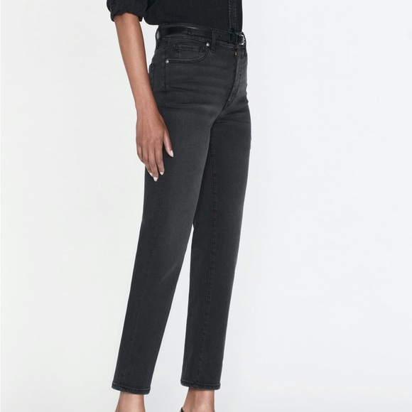 FRAME Le Sleek Straight Jeans In Kerry Dark Grey Black Luxury NWT - Picture 1 of 15